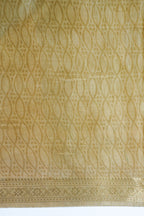 Mustard Yellow Muga Silk Kalamkari Print Fancy Saree
