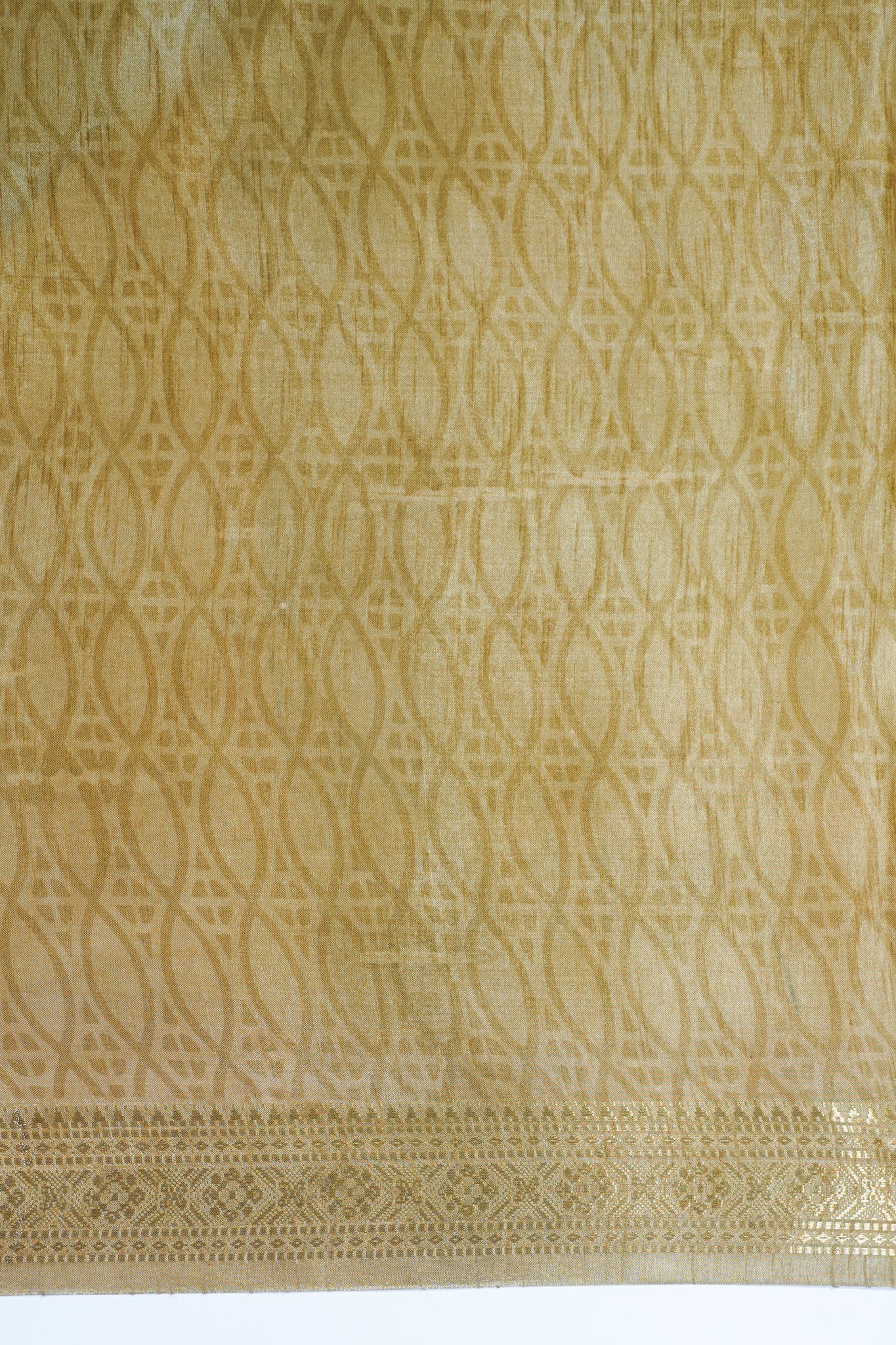 Mustard Yellow Muga Silk Kalamkari Print Fancy Saree