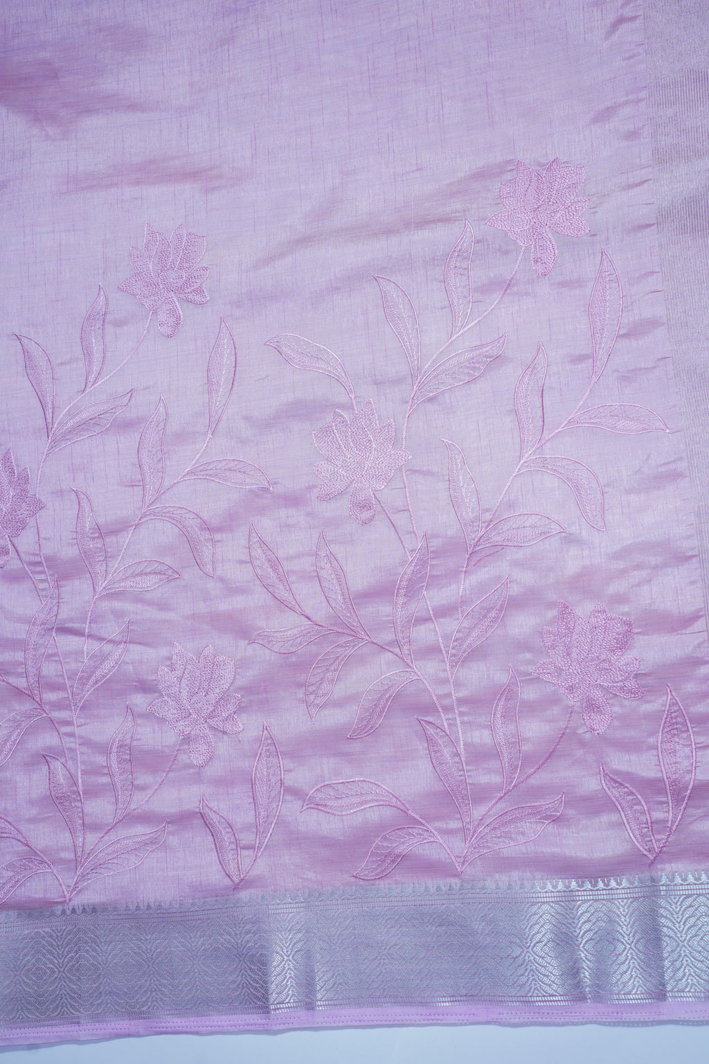 Pink Raw Tussar Saree with Fancy Embroidery
