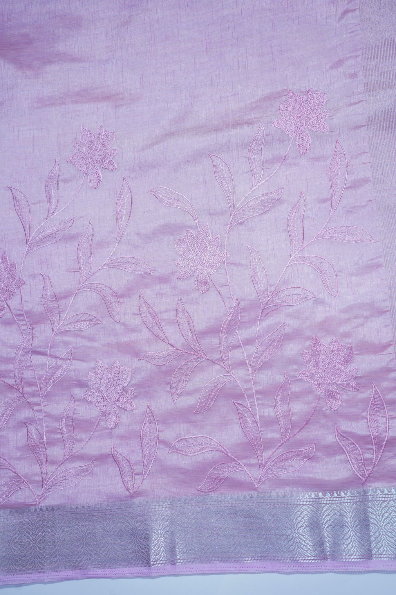 Pink Raw Tussar Saree with Fancy Embroidery