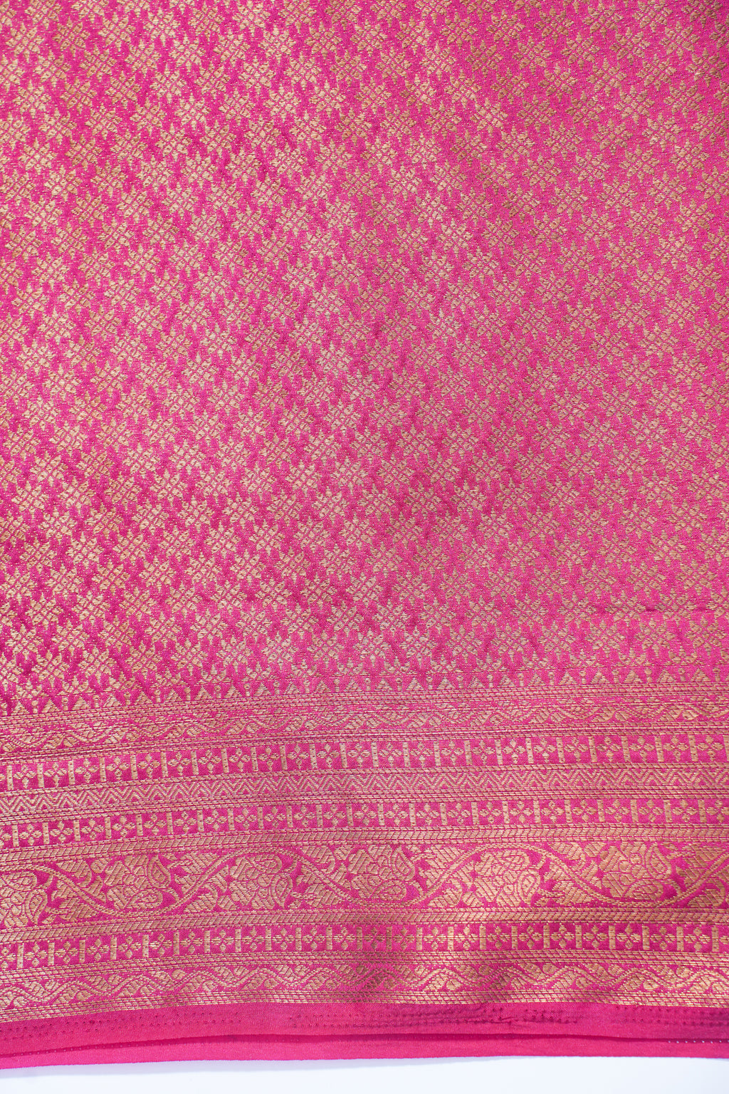 Blue Pure Chiniya Silk Saree with Pink Antique Zari Border