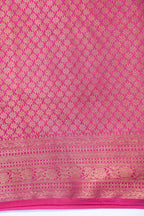 Blue Pure Chiniya Silk Saree with Pink Antique Zari Border