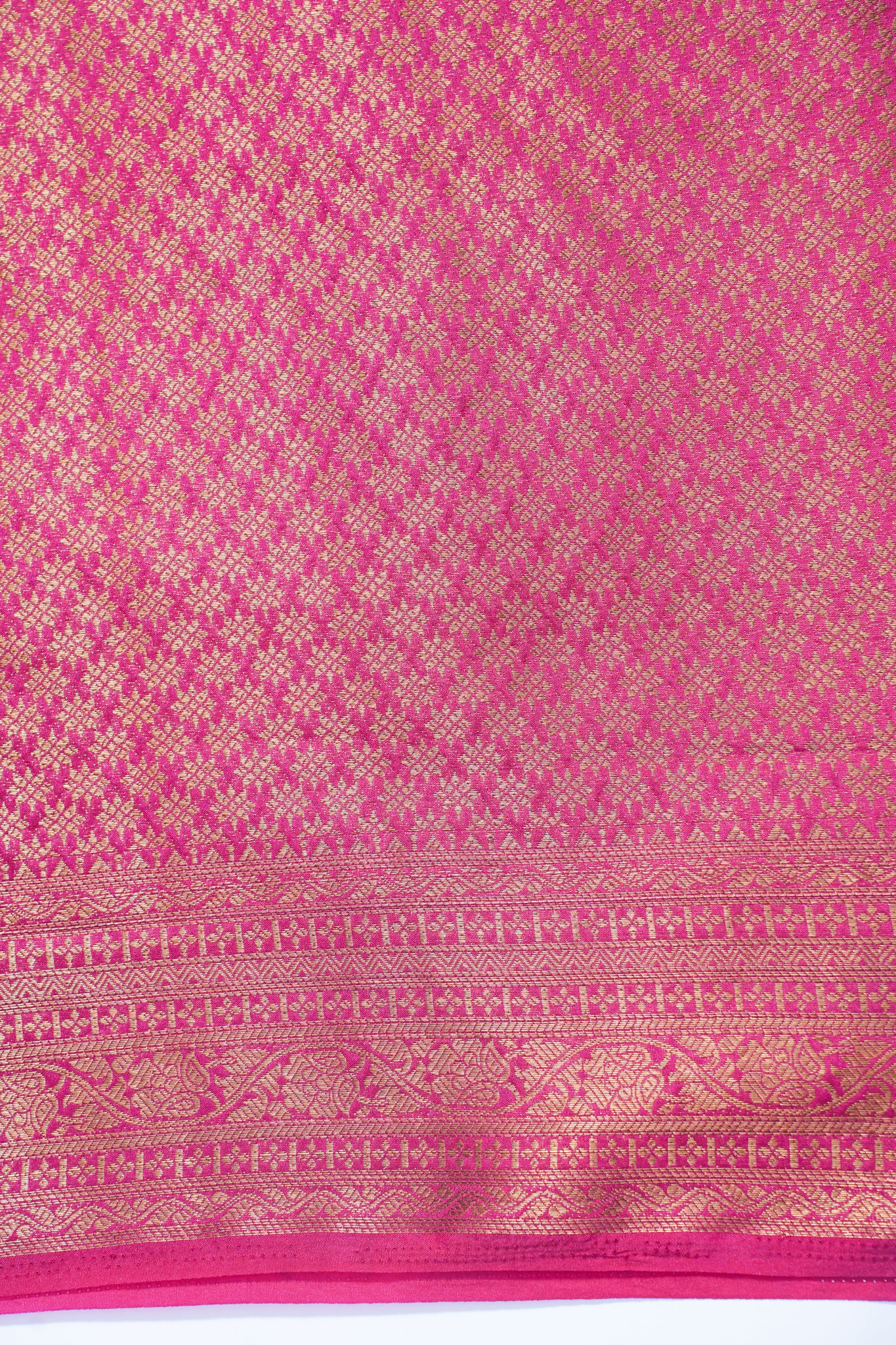 Blue Pure Chiniya Silk Saree with Pink Antique Zari Border