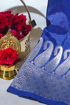 Blue Mushroo Silk Saree with Bandhani Print