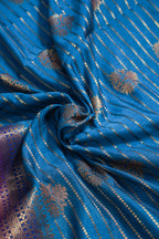 Blue Pure Chiniya Silk Saree with Pink Antique Zari Border