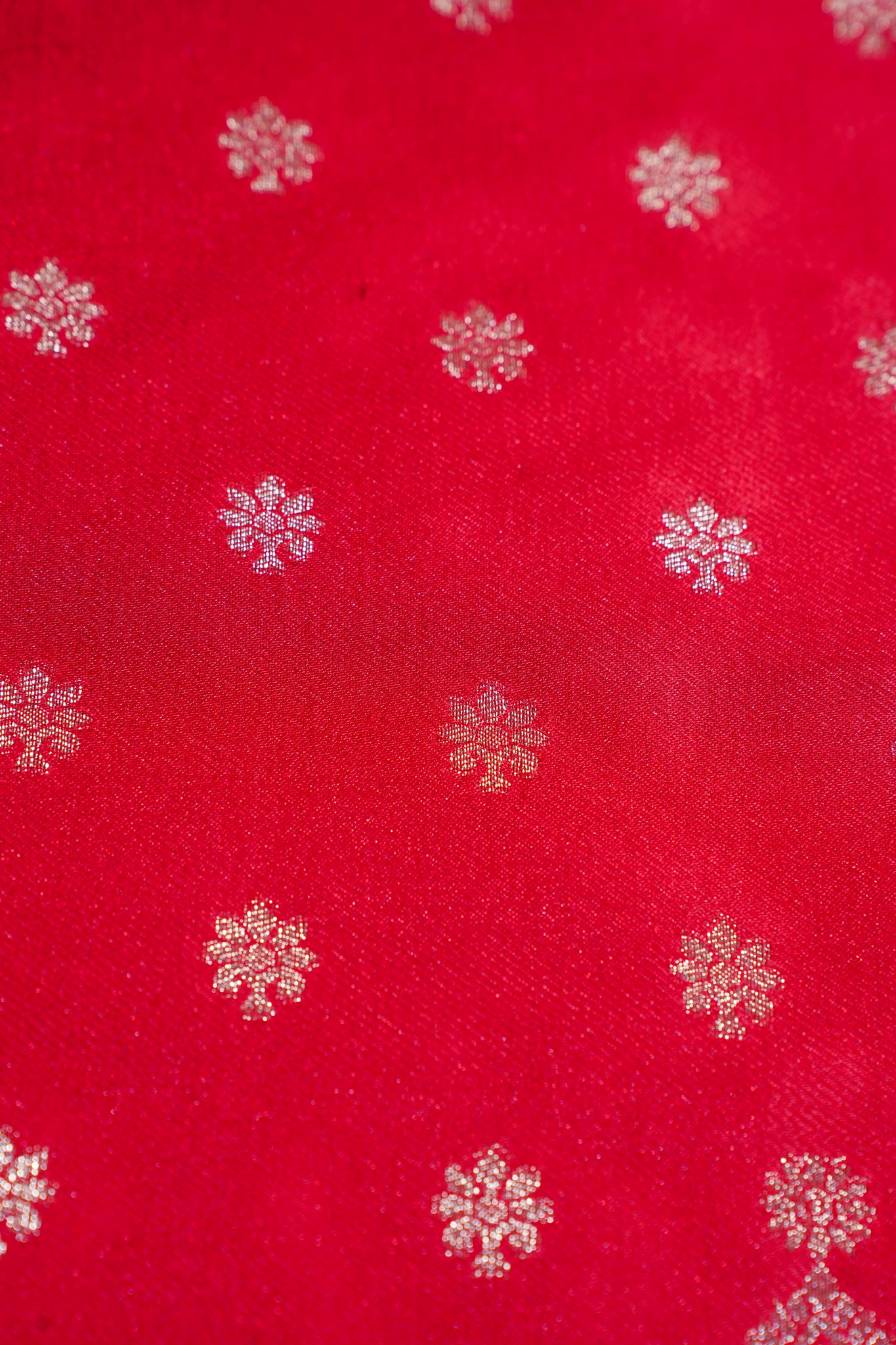 Red Mushroo Silk Saree with Blue Contrast Border