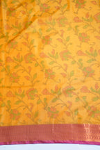 Yellow Soft Silk Saree with Pink Border