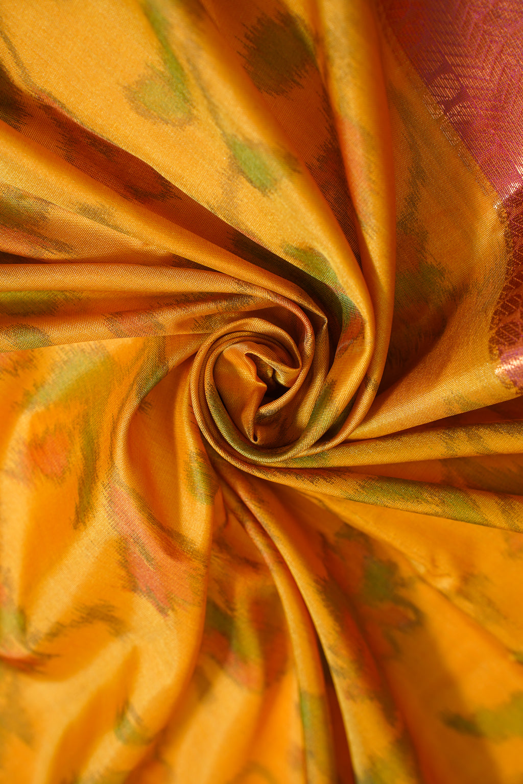 Yellow Soft Silk Saree with Pink Border