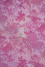 Pink Mushroo Silk Saree with Kalamkari Print (Floral & Bird Patterns)