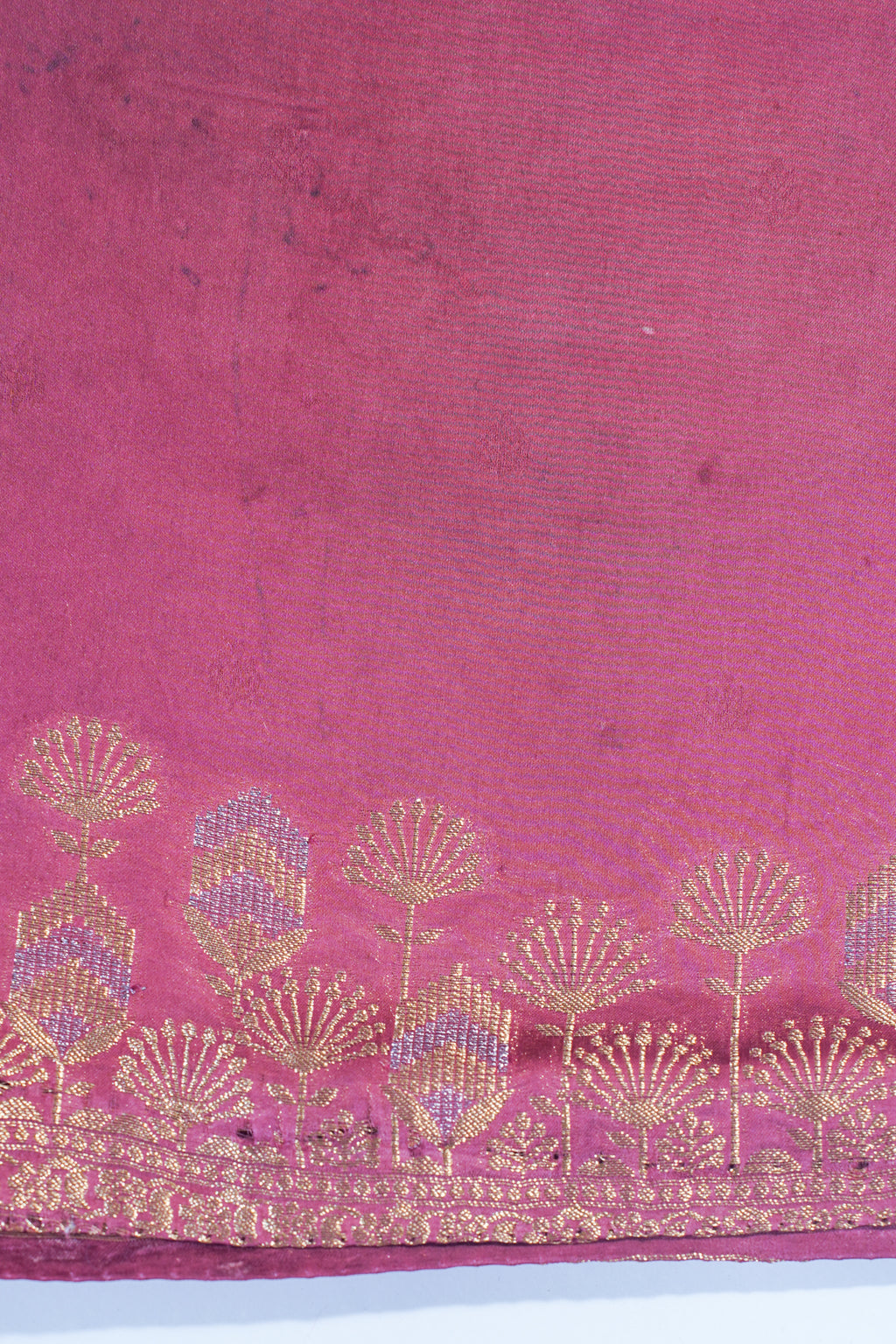Pink Mushroo Silk Saree with Kalamkari Print (Floral & Bird Patterns)