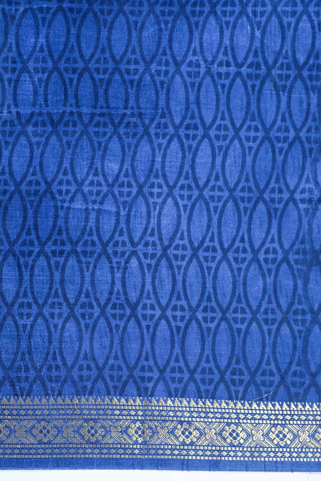 Royal Blue Muga Silk Kalamkari Print Fancy Saree