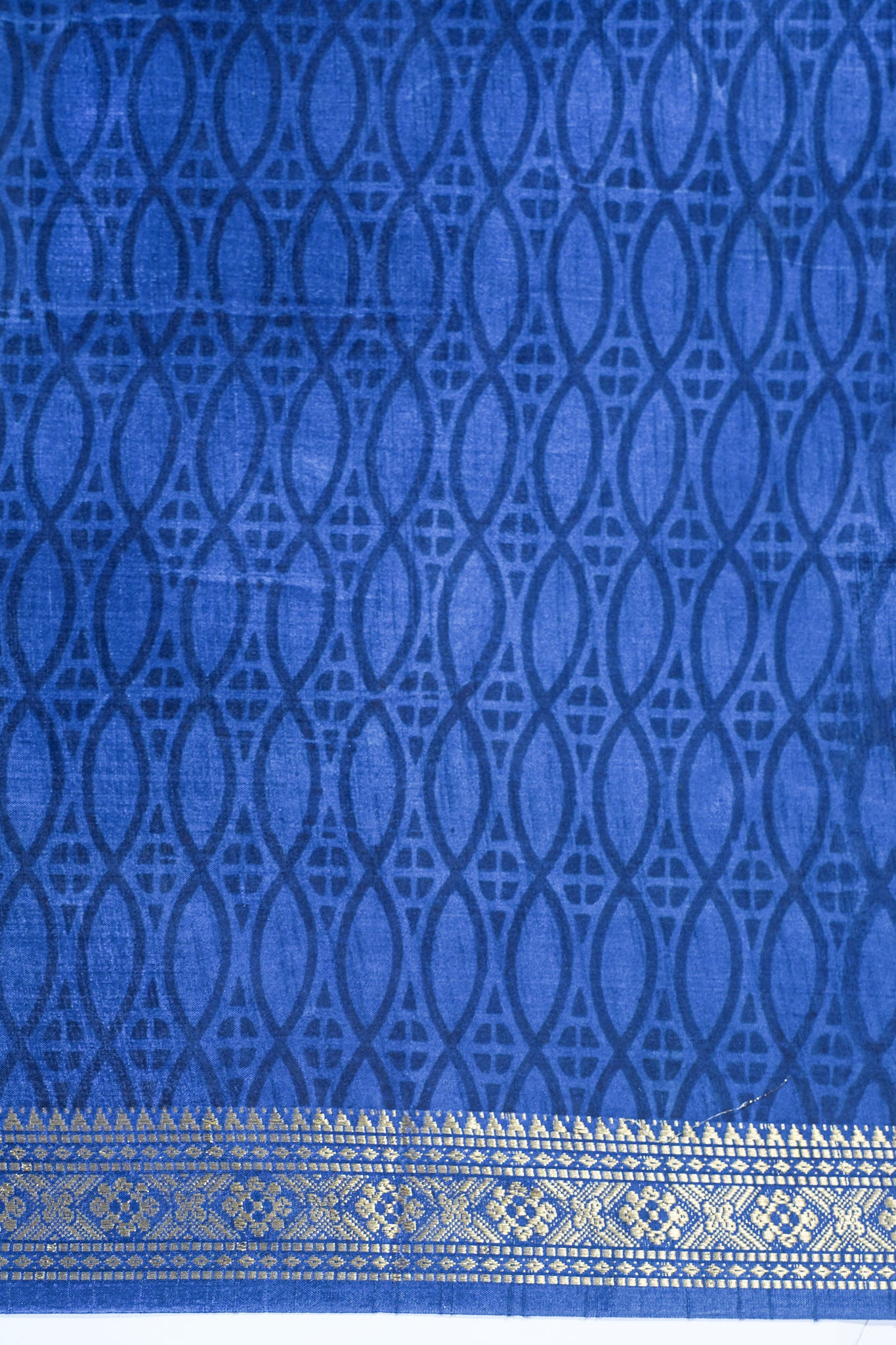 Royal Blue Muga Silk Kalamkari Print Fancy Saree