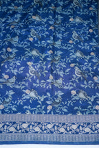 Blue Viscose Satin Kalamkari Print Fancy Saree