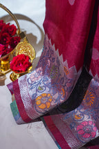 Red Tussar Pathony Saree