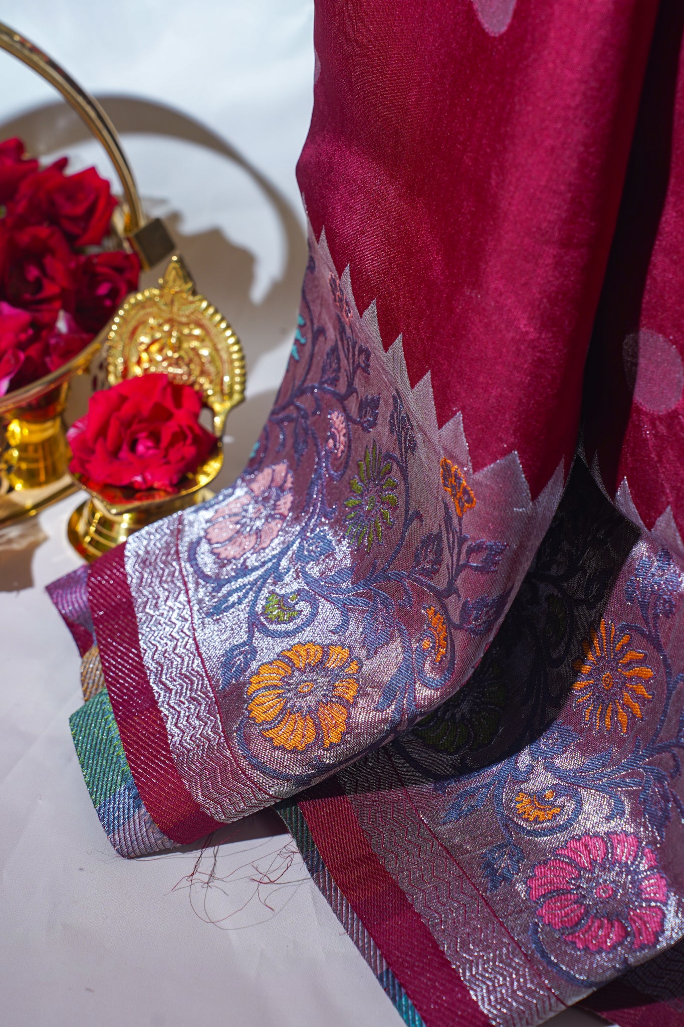 Red Tussar Pathony Saree
