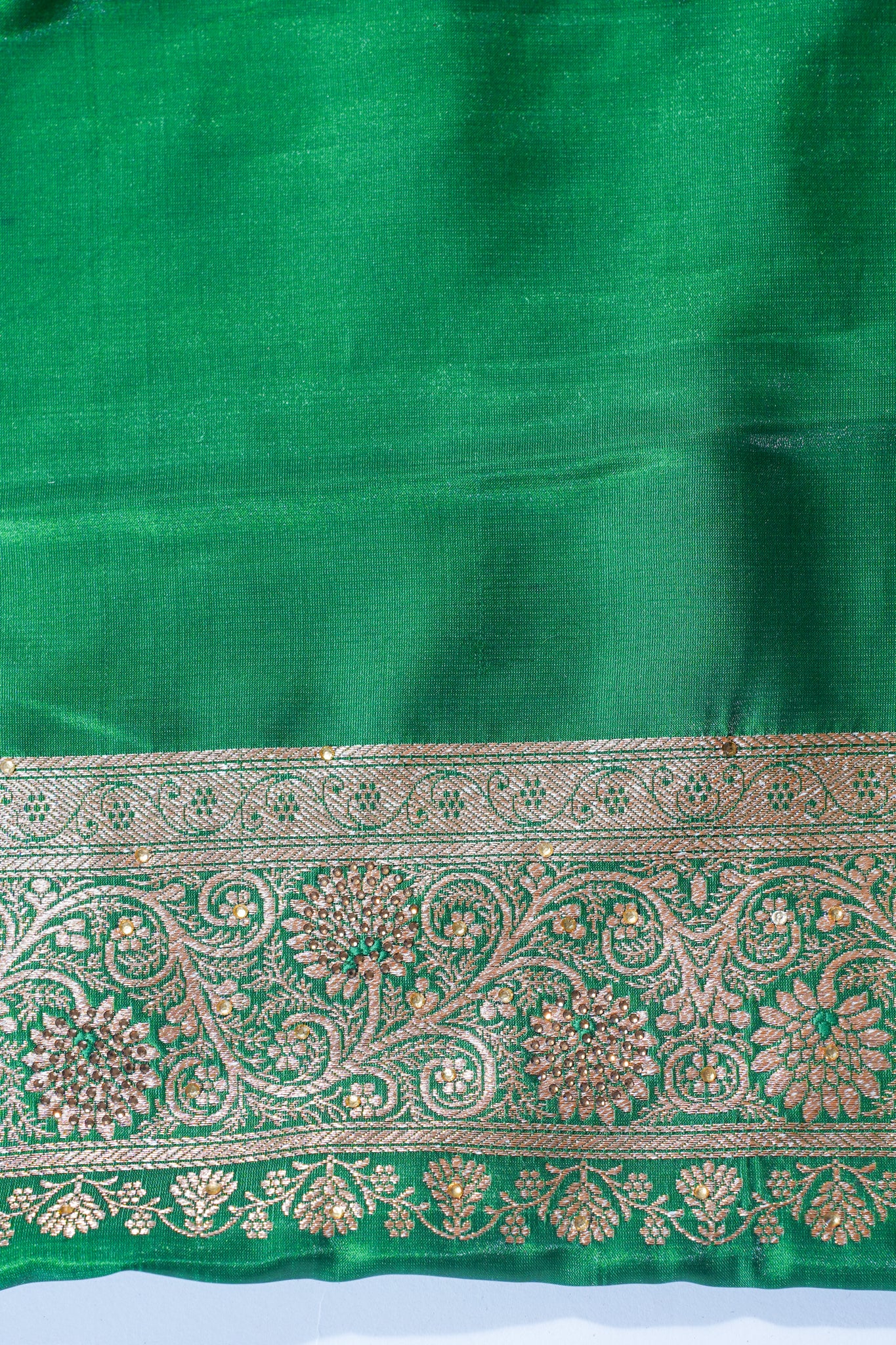 Pink Banarasi Saree with Green Pallu