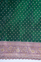 Green Saree with Red Pallu and Pink Blouse