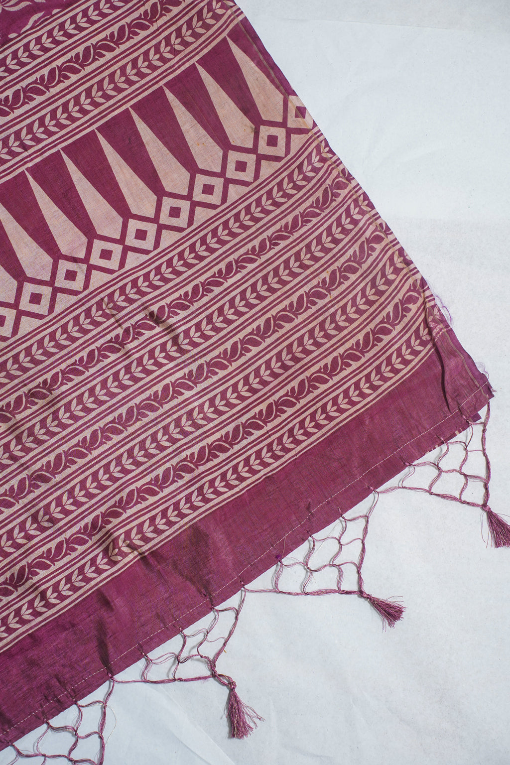 Magenta Tussar Silk Saree with Kalamkari Print (washable)