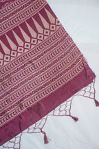 Magenta Tussar Silk Saree with Kalamkari Print (washable)