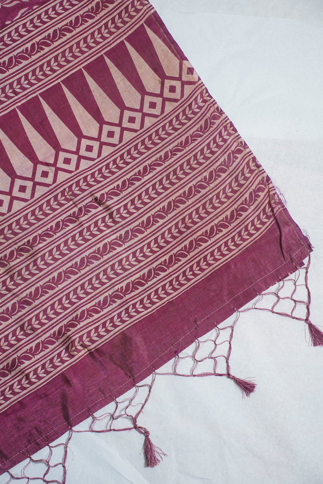 Magenta Tussar Silk Saree with Kalamkari Print (washable)