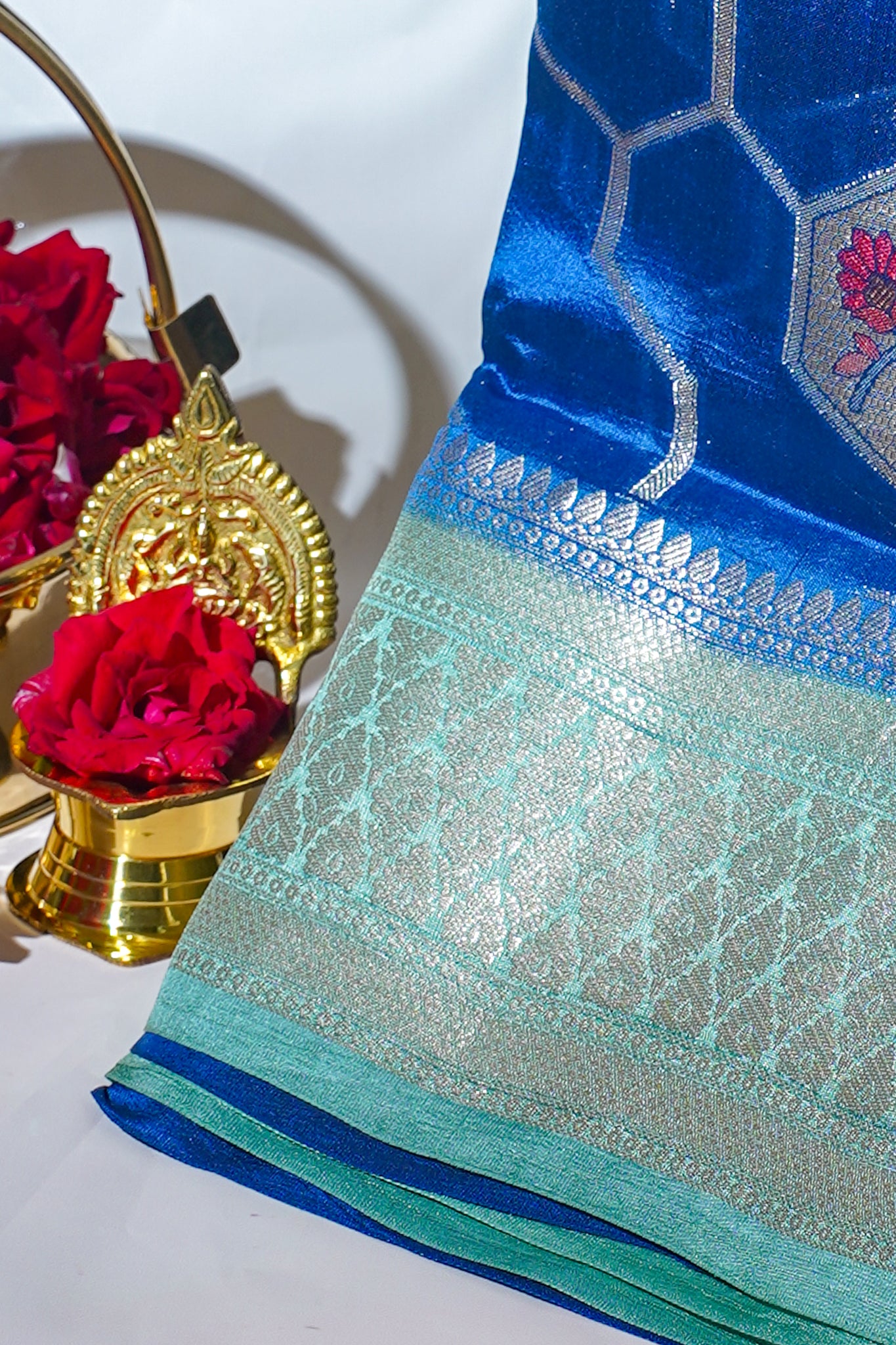 Royal Blue Pure Chiniya Saree