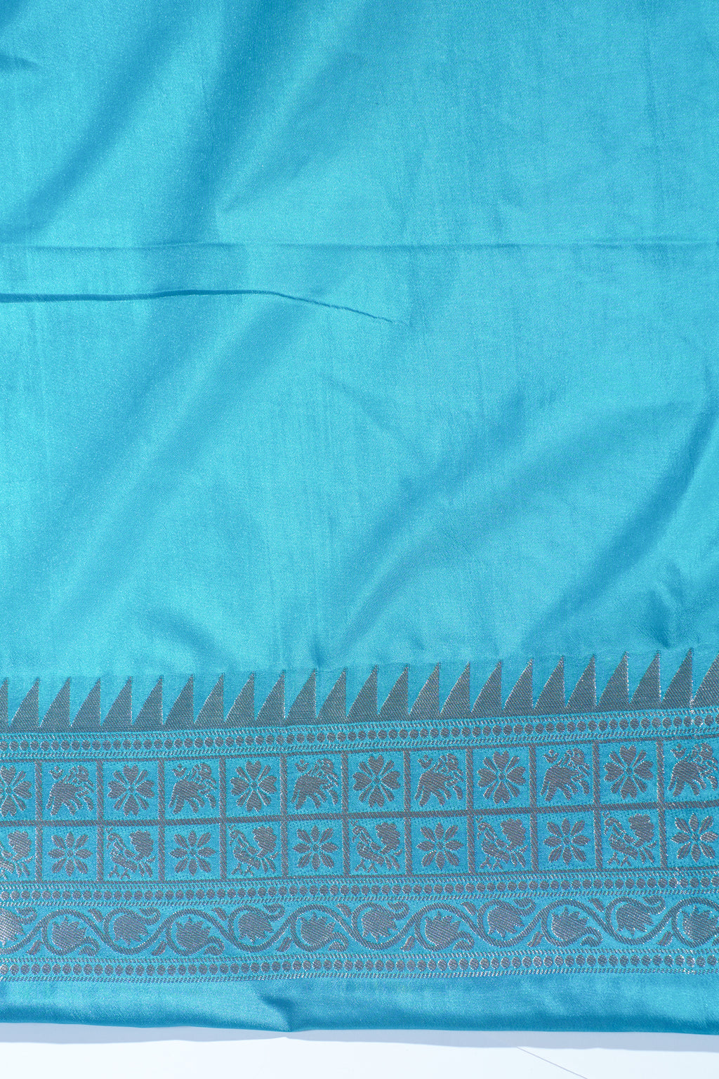Pink Woven Banarasi Katan Silk Saree with Blue Contrast Border