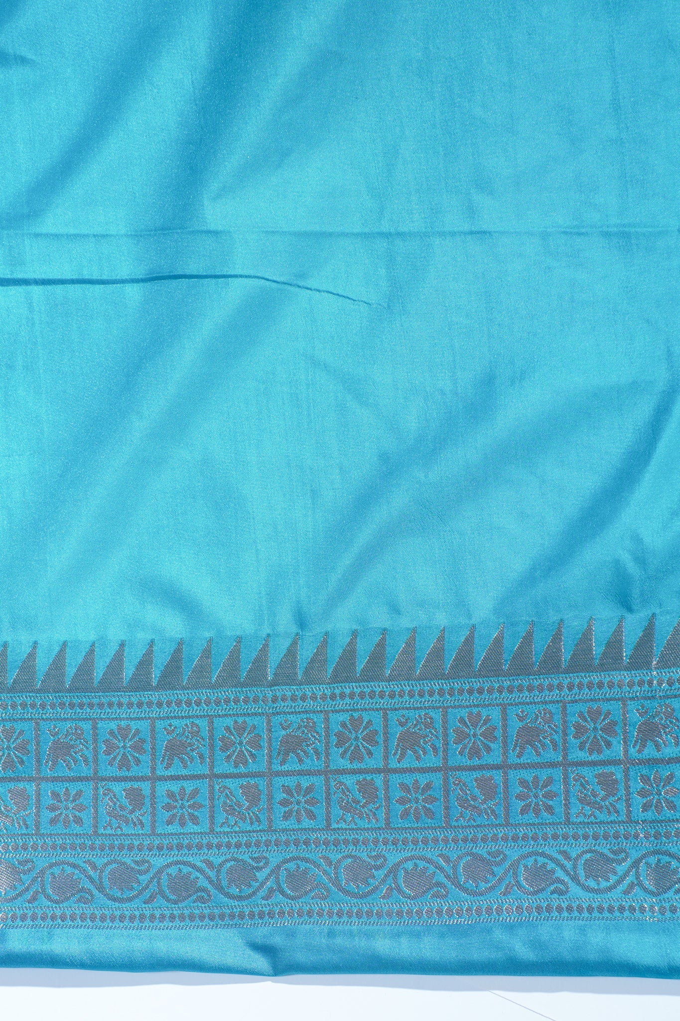 Pink Woven Banarasi Katan Silk Saree with Blue Contrast Border