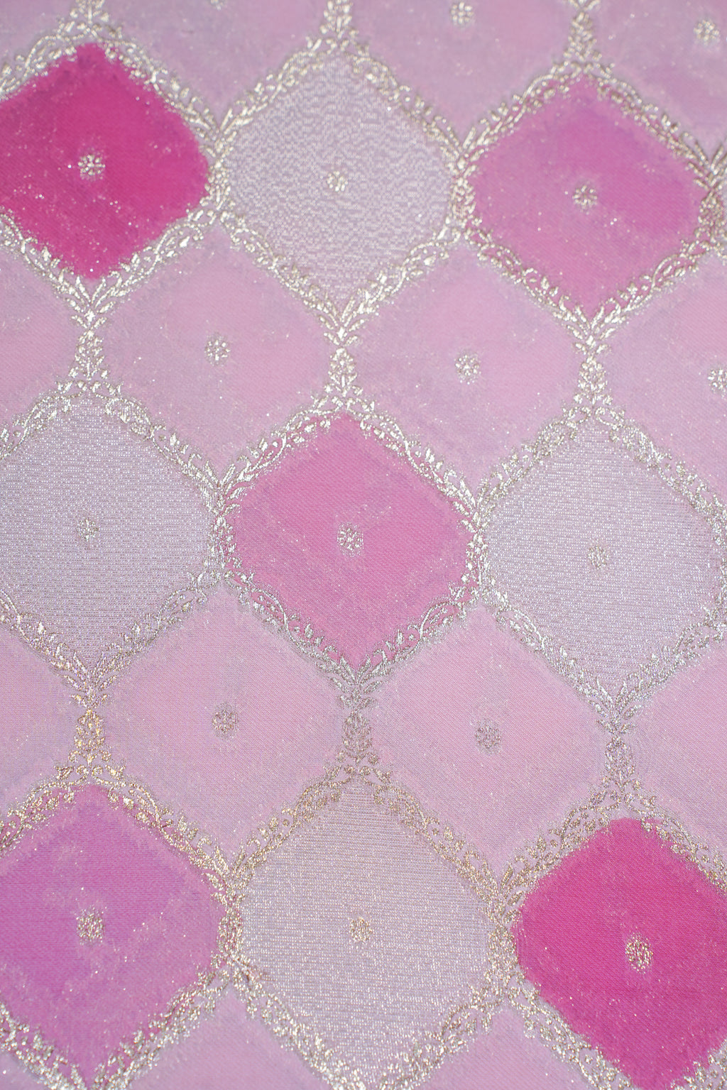 Pink Kora Satin Rangkat Saree with Gold Embroidery
