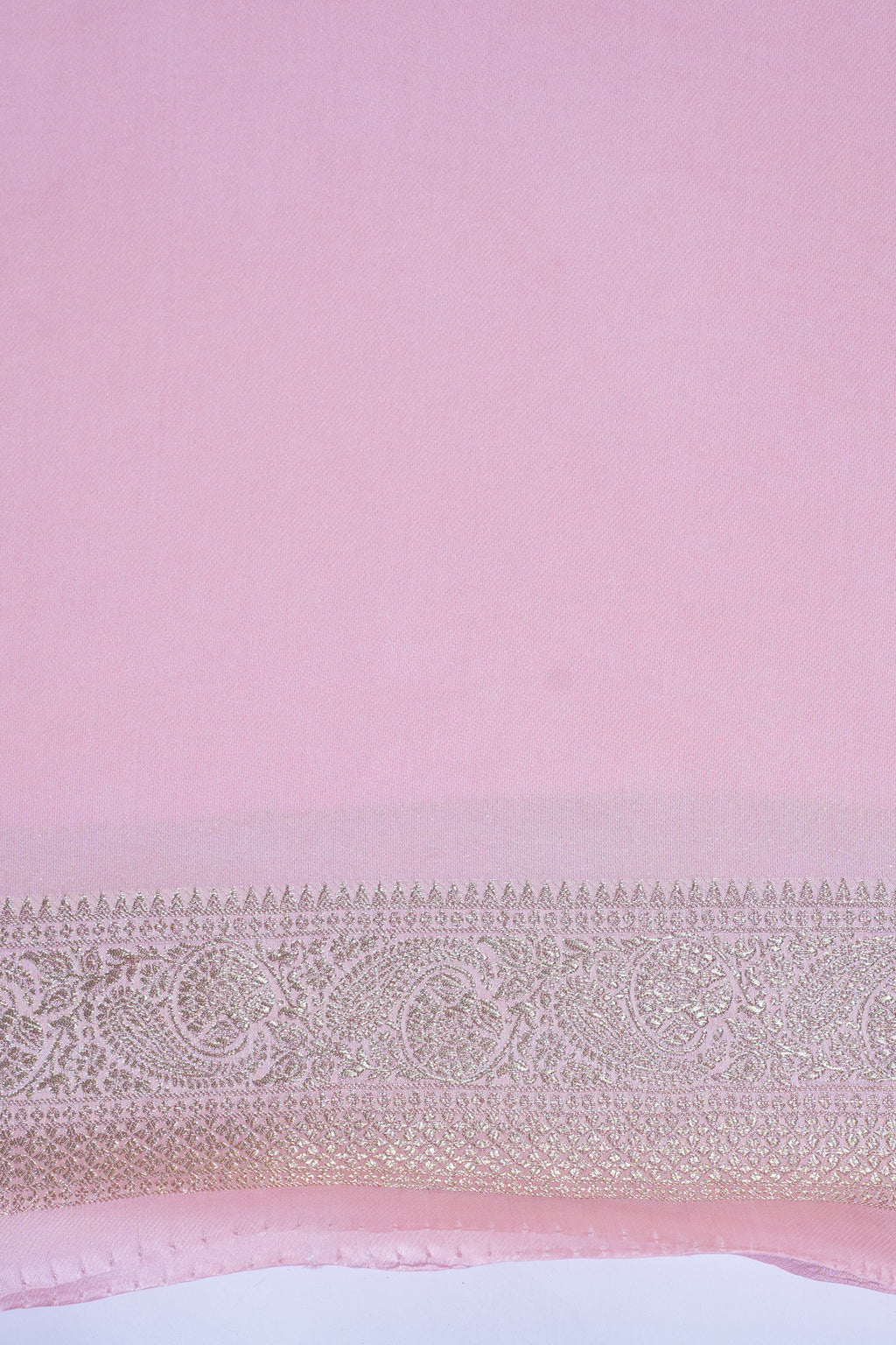 Pink Kora Satin Rangkat Saree with Gold Embroidery