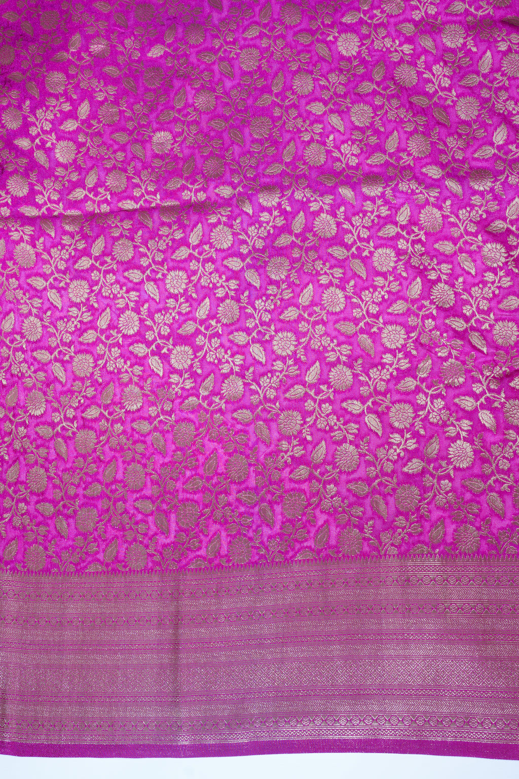 Pink Banarasi Woven Katan Silk Saree Allover Floral Zari work