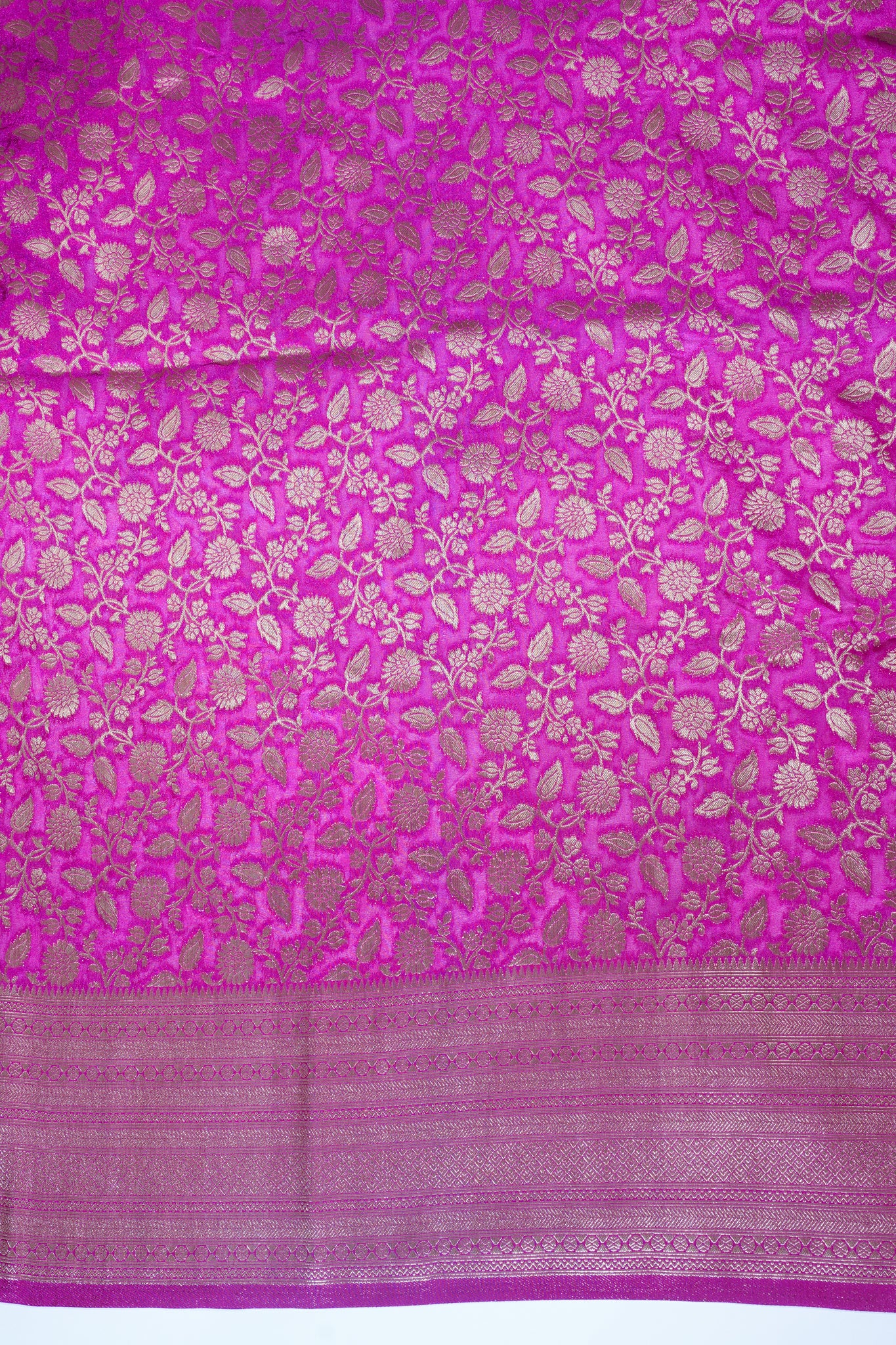 Pink Banarasi Woven Katan Silk Saree Allover Floral Zari work