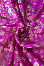 Pink Banarasi Woven Katan Silk Saree Allover Floral Zari work