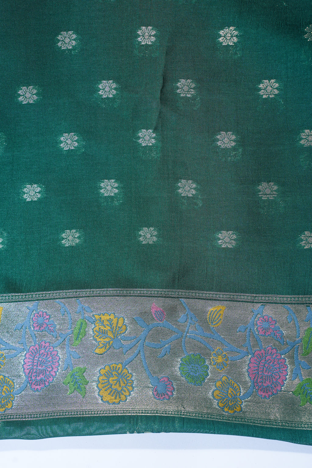 Pink Tussar Pathony Saree with Green Contrast Border