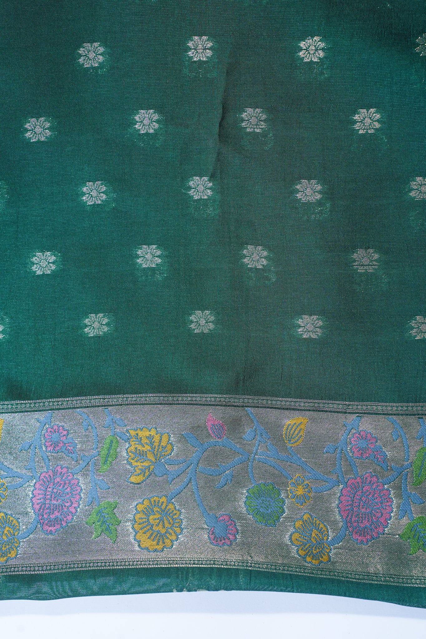 Pink Tussar Pathony Saree with Green Contrast Border