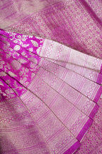 Pink Banarasi Woven Katan Silk Saree Allover Floral Zari work