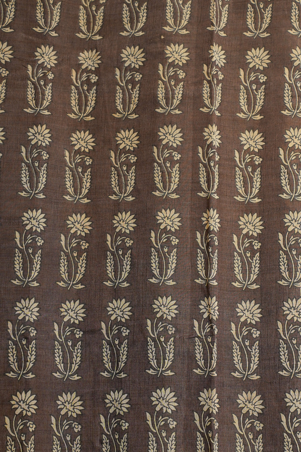 Brown Tussar Silk Saree with Kalamkari Print (Washable)