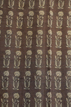 Brown Tussar Silk Saree with Kalamkari Print (Washable)