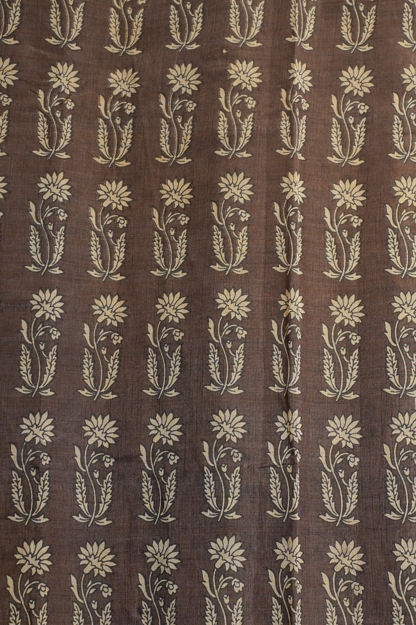 Brown Tussar Silk Saree with Kalamkari Print (Washable)