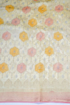 Yellow Georgette Weaving Saree with Pink and Orange Floral Patterns