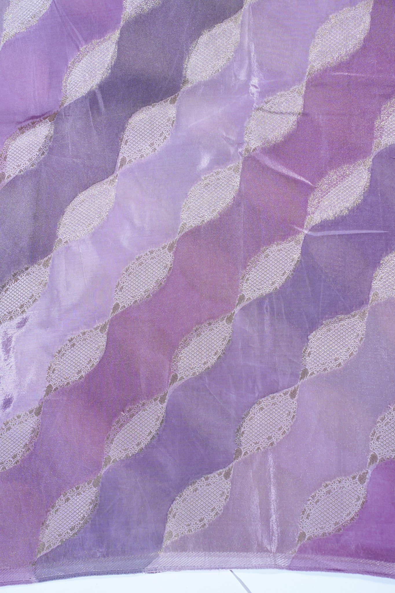 Mauve & Pink Kora Satin Rang kart Saree with Gold Woven Pattern