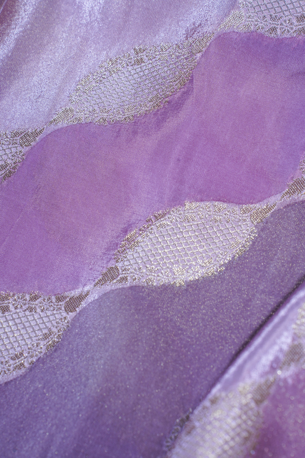 Mauve & Pink Kora Satin Rang kart Saree with Gold Woven Pattern