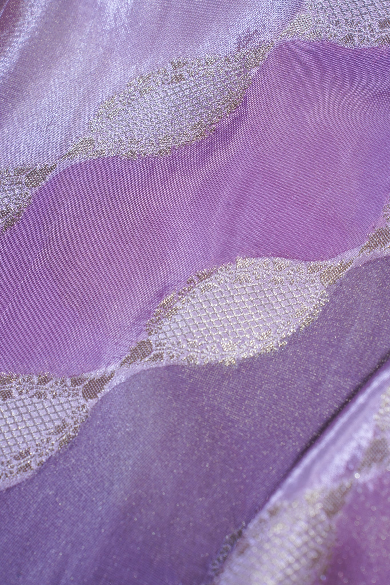 Mauve & Pink Kora Satin Rang kart Saree with Gold Woven Pattern