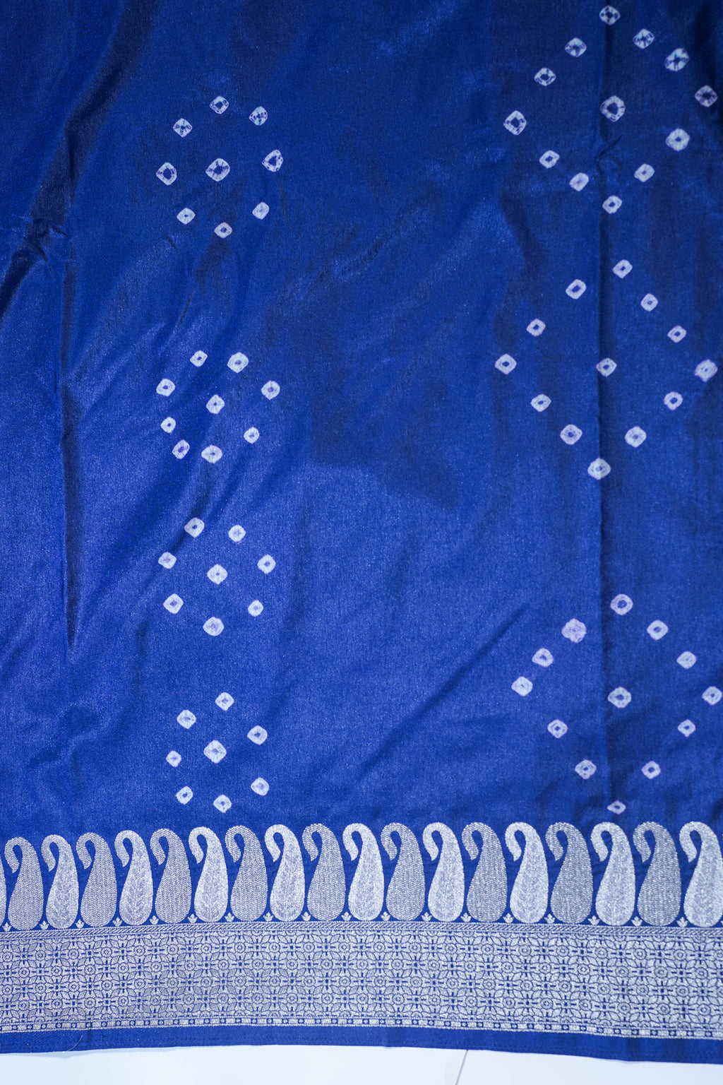 Blue Mushroo Silk Saree with Bandhani Print
