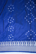 Blue Mushroo Silk Saree with Bandhani Print
