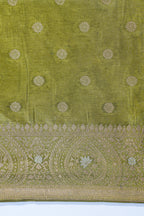 Gold Mushroo Silk Saree with Kalamkari Print & Intricate Patterns