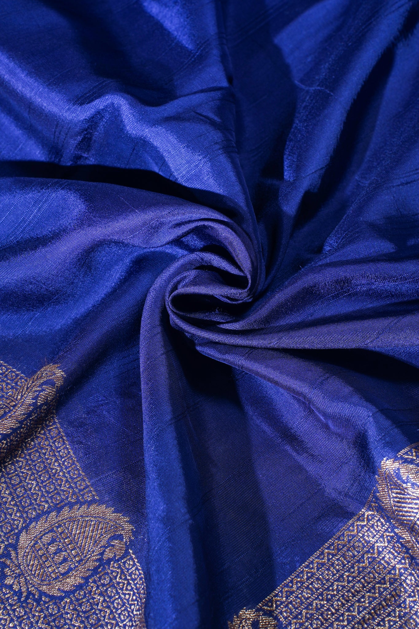 Blue Tussar Georgette Saree with Antique Zari Border