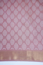 Pink Satin Georgette Saree with Intricate Patterns & Fancy Weave