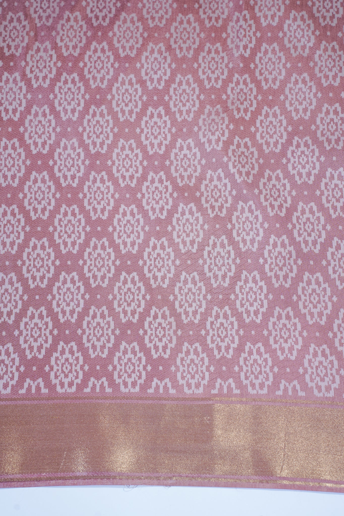 Pink Satin Georgette Saree with Intricate Patterns & Fancy Weave