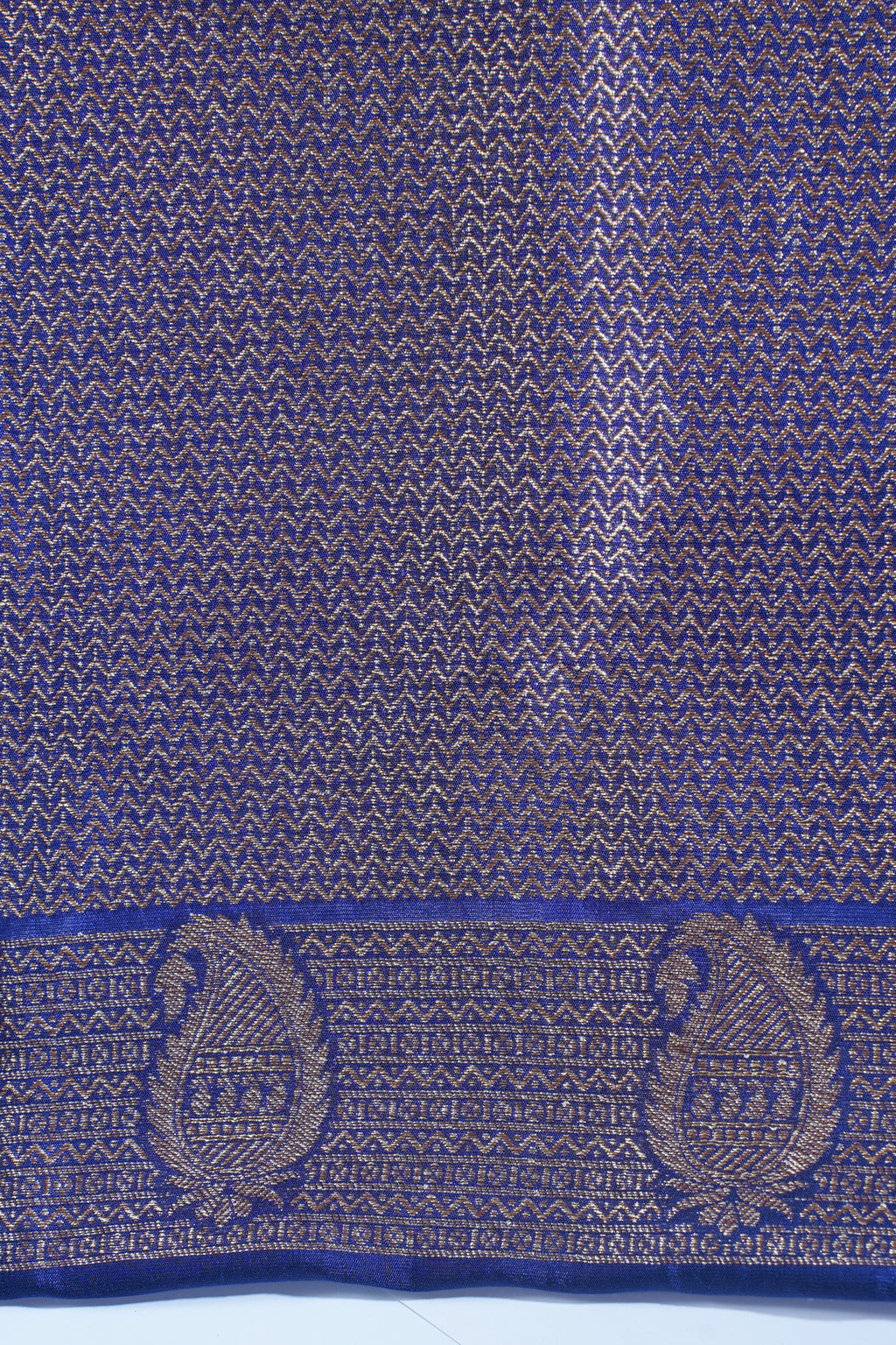 Blue Tussar Georgette Saree with Antique Zari Border