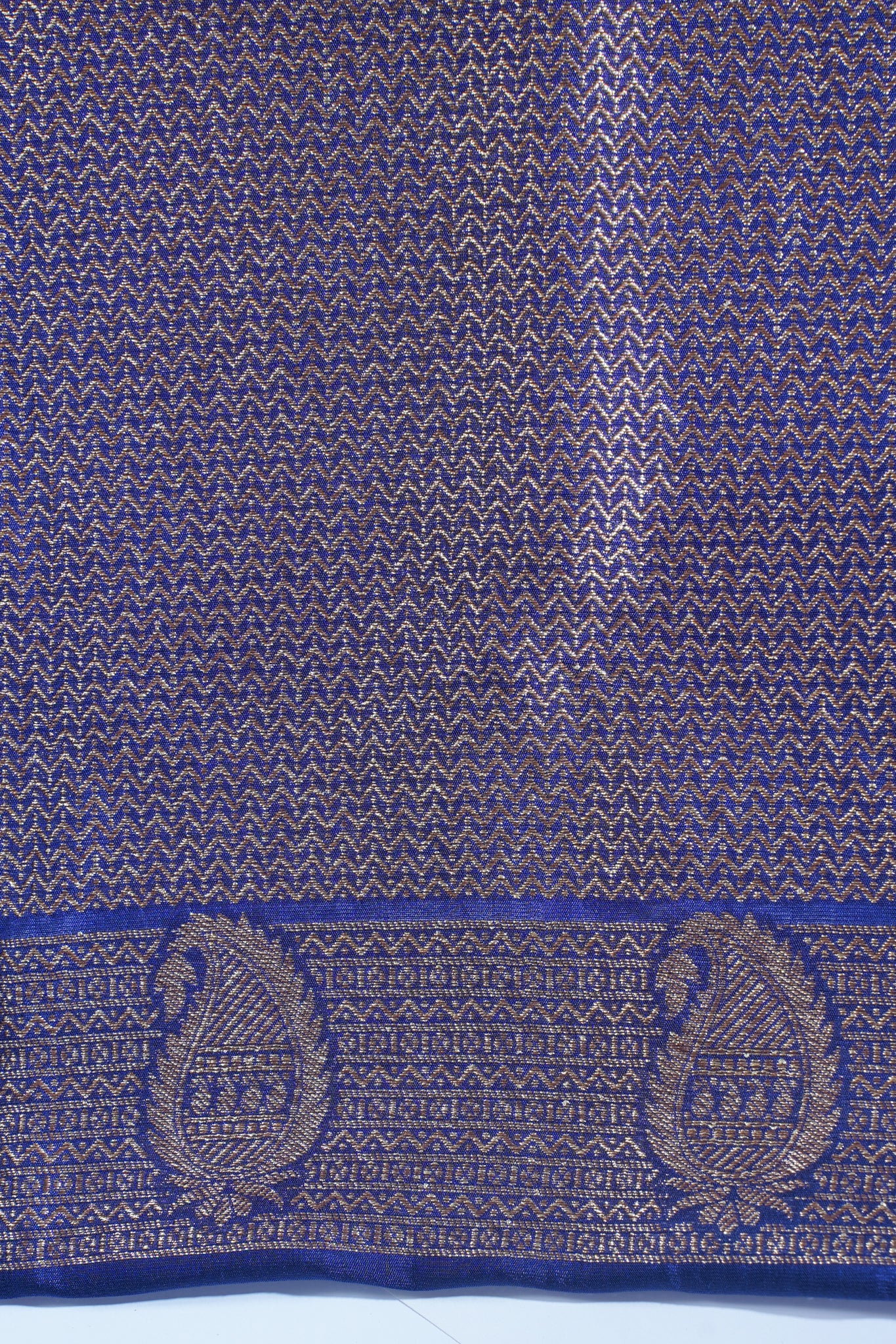Blue Tussar Georgette Saree with Antique Zari Border